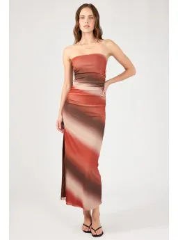 Perfect Stranger Superstition Mesh Maxi Dress Brown Print Size 8 for rent on The Volte - image 1