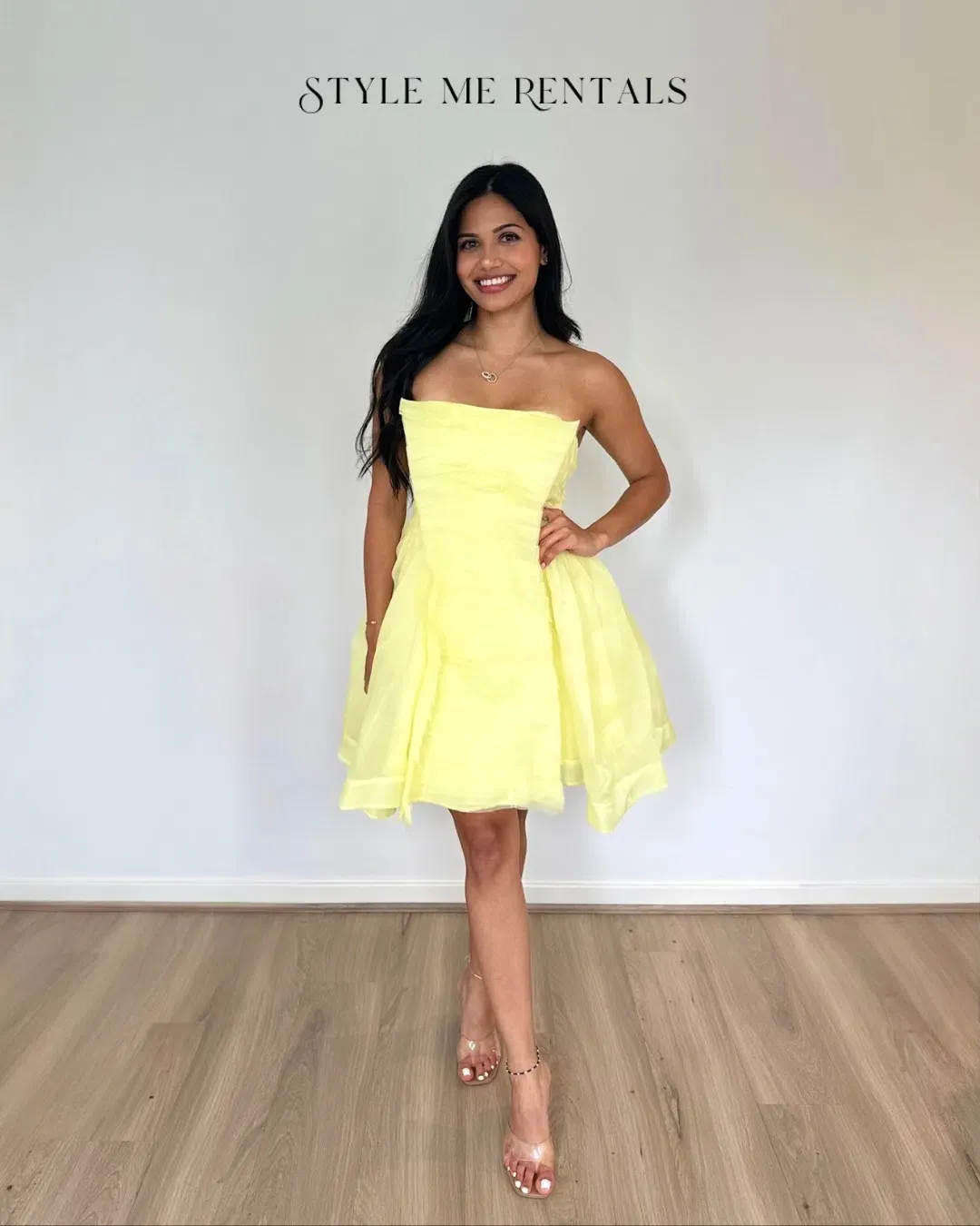 Aje Astrid Strapless Mini Dress Lemon Yellow Size 8 for rent on The Volte - main image
