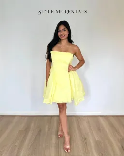 Aje Astrid Strapless Mini Dress Lemon Yellow Size 8 for rent on The Volte - image 4