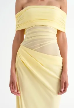 Benni Nico Off Shoulder Maxi Dress Butter Yellow Size 8 for rent on The Volte - image 2