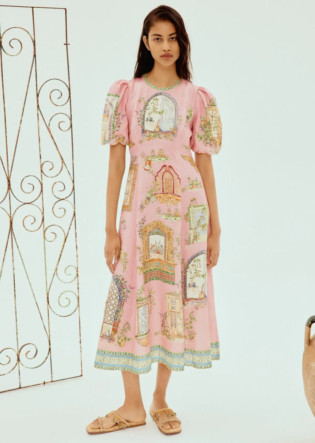 Alemais Monte Midi Dress Pink Size 12 for rent on The Volte - main image