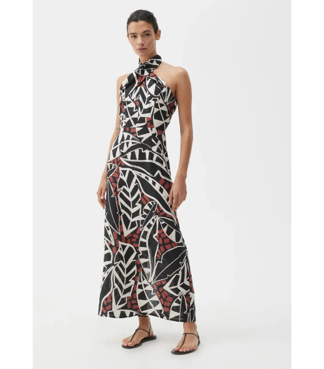 Morrison Malia Linen Halter Dress Print Size AU 12 for rent on The Volte - main image