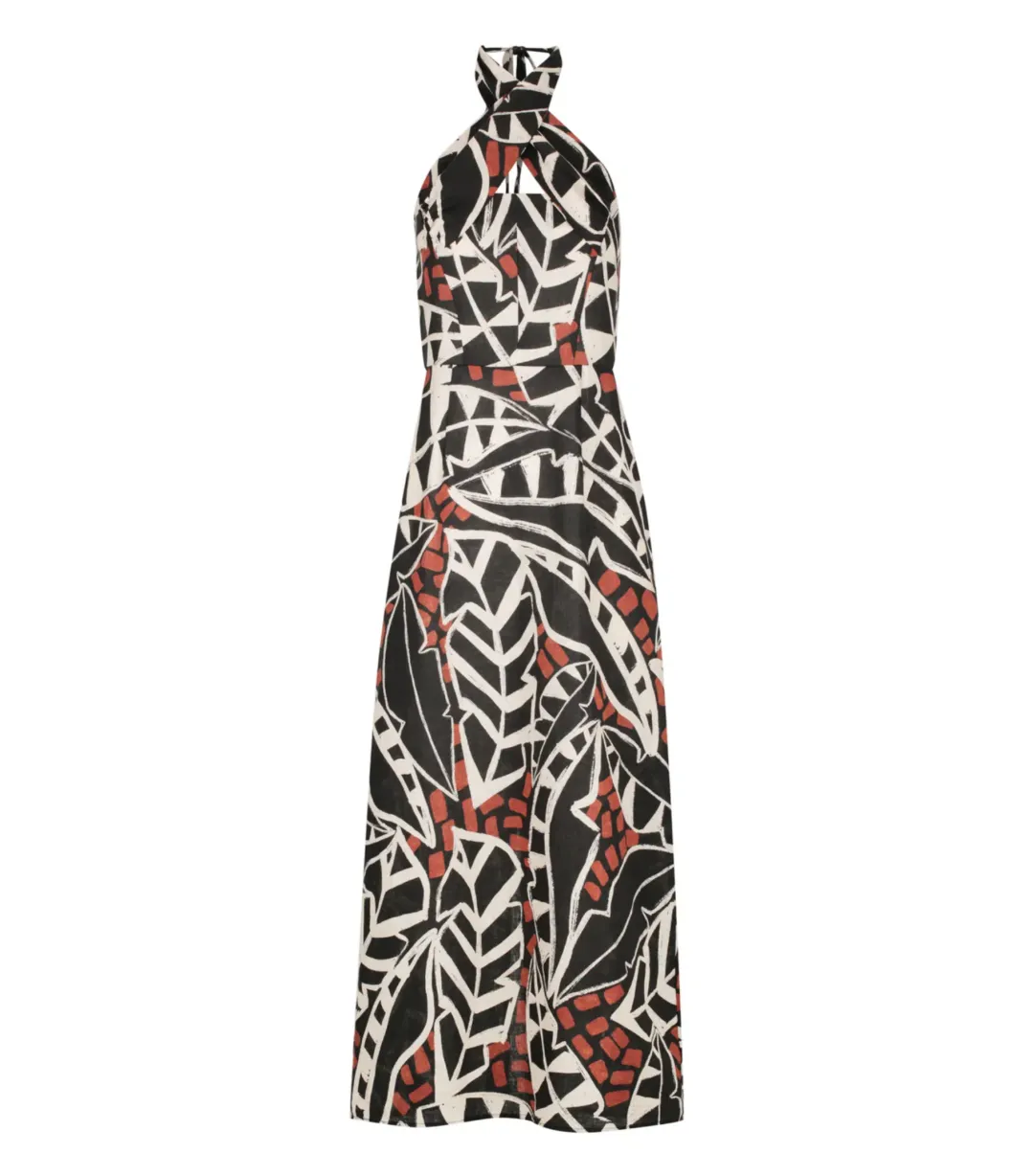 Morrison Malia Linen Halter Dress Print Size AU 12 for rent on The Volte - main image