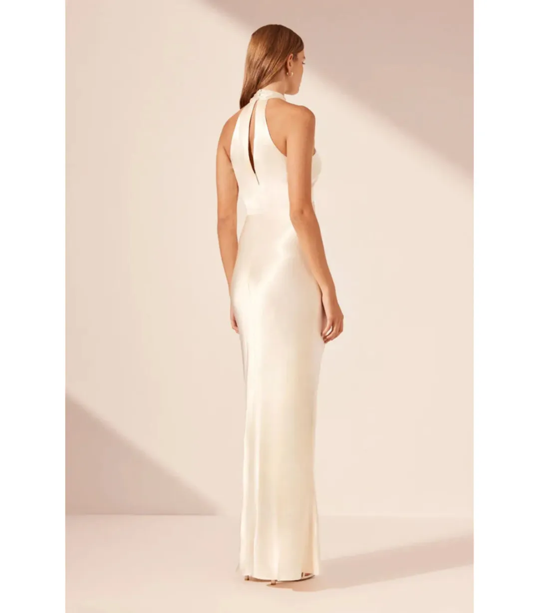 Shona Joy La Lune High Neck Twist Maxi Dress Cream Size AU 10 for rent on The Volte - main image