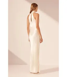Shona Joy La Lune High Neck Twist Maxi Dress Cream Size AU 10 for rent on The Volte - image 4