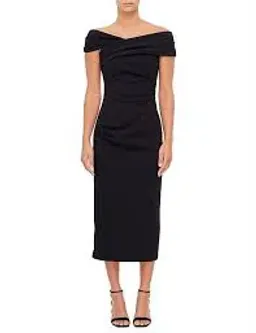 MISHA Brielle Off-Shoulder Midi Dress Black Size 12 for rent on The Volte - image 2