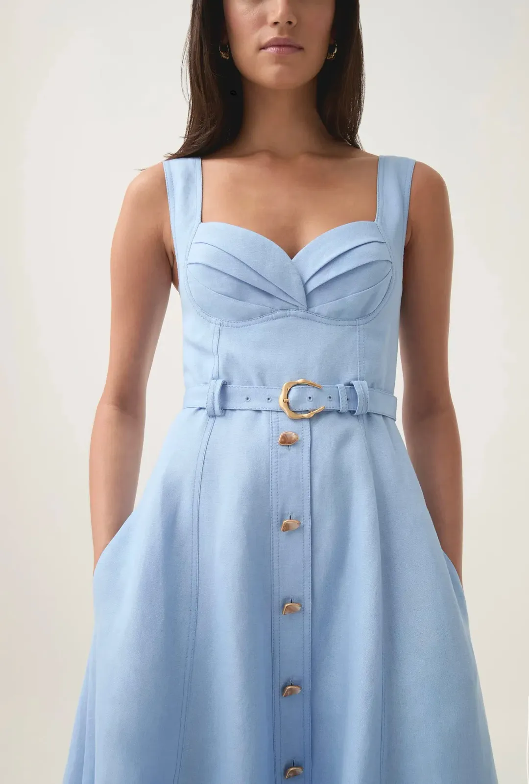 Aje Primary Belted Midi Dress Daydream Blue Size AU 12 for rent on The Volte - main image