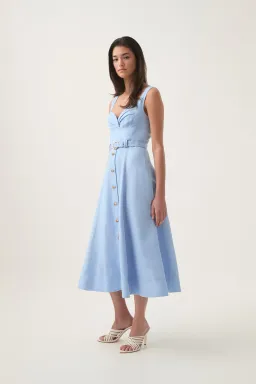 Aje Primary Belted Midi Dress Daydream Blue Size AU 12 for rent on The Volte - image 3