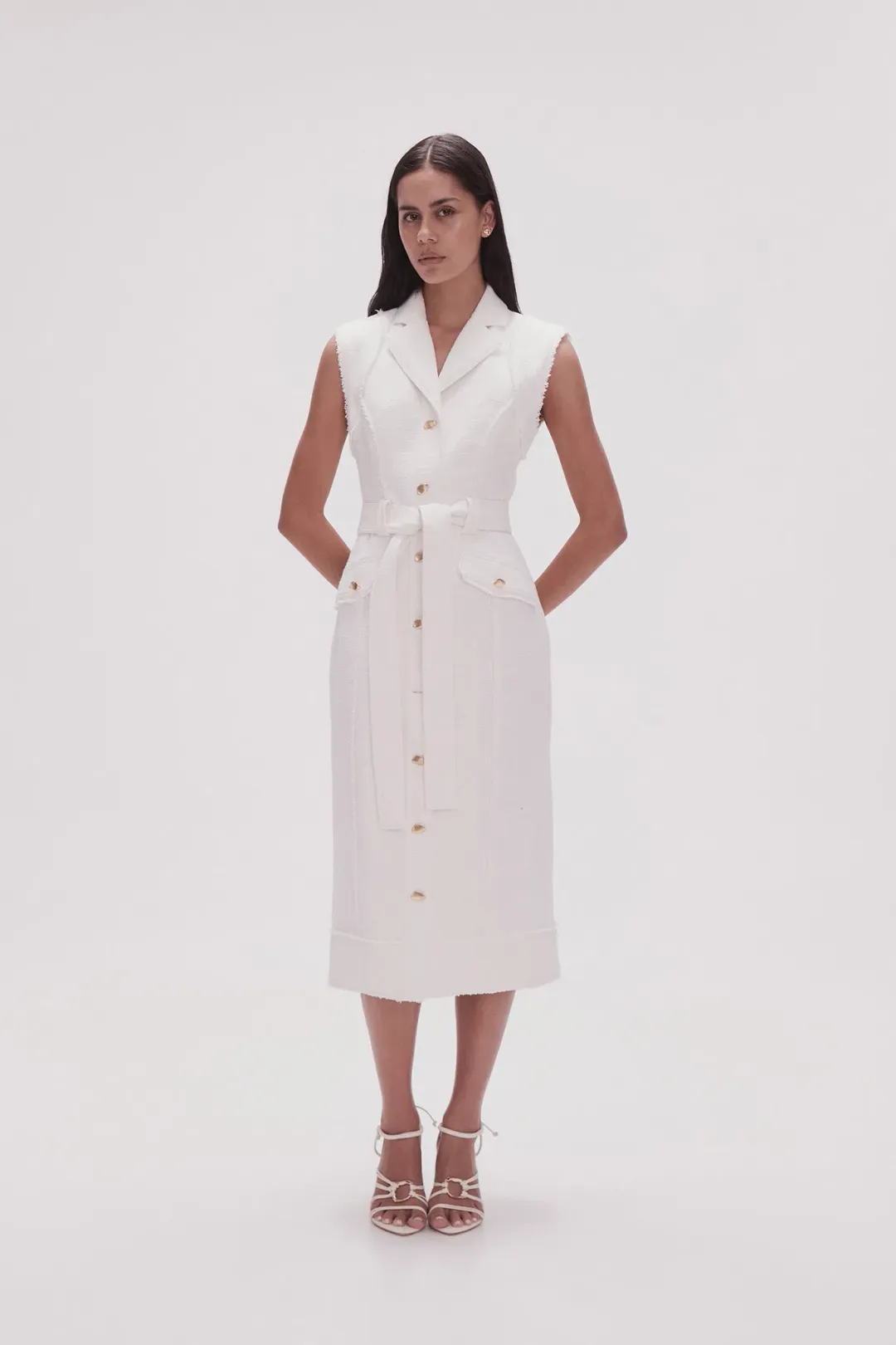 Aje Isabel Utility Midi Dress Ivory Size 8 for rent on The Volte - main image