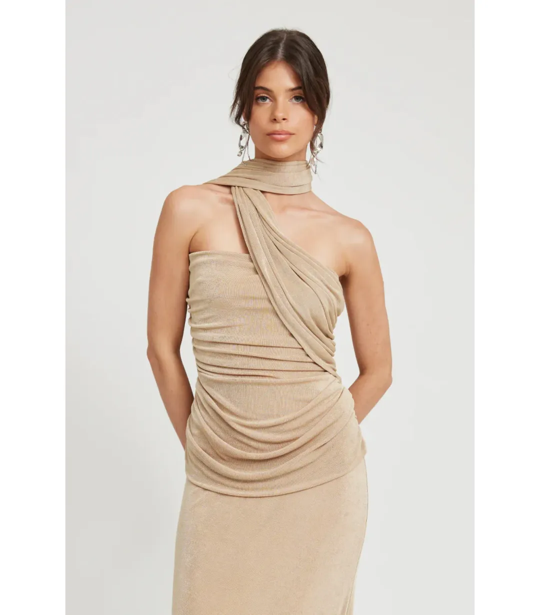 Tojha Lesha Maxi Dress in Champagne Size AU 8  for rent on The Volte - main image