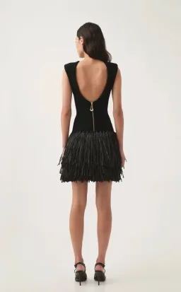 Aje Rushes Raffia Knit Mini Dress Black Size M / AU 10 for rent on The Volte - image 2