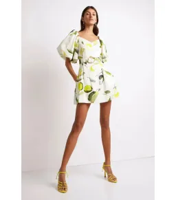 Aje Zest Mini Dress Tropical Lime Print Size AU 8 for rent on The Volte - image 1