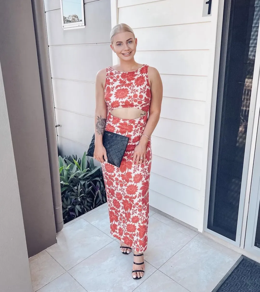 Sir The Label Cinta Cut Out Midi Dress Print Size AU 8 for rent on The Volte - main image