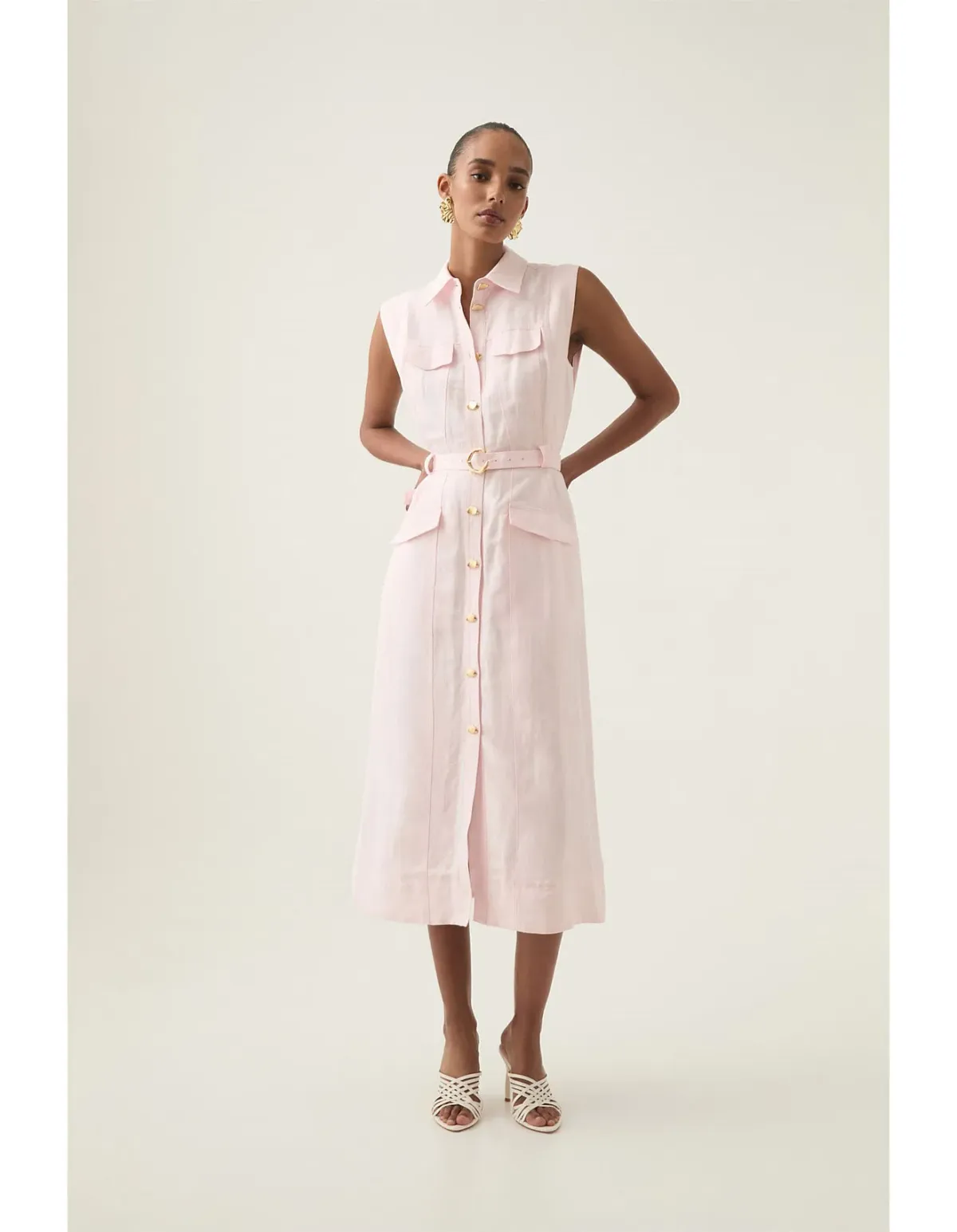 Aje Dulcet Logo Midi Dress Pastel Pink Size 10  for rent on The Volte - main image