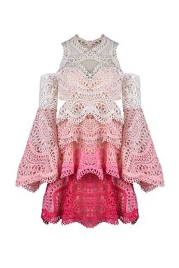 Thurley Rainbow Mini Dress pink lace 6 for rent on The Volte - image 3