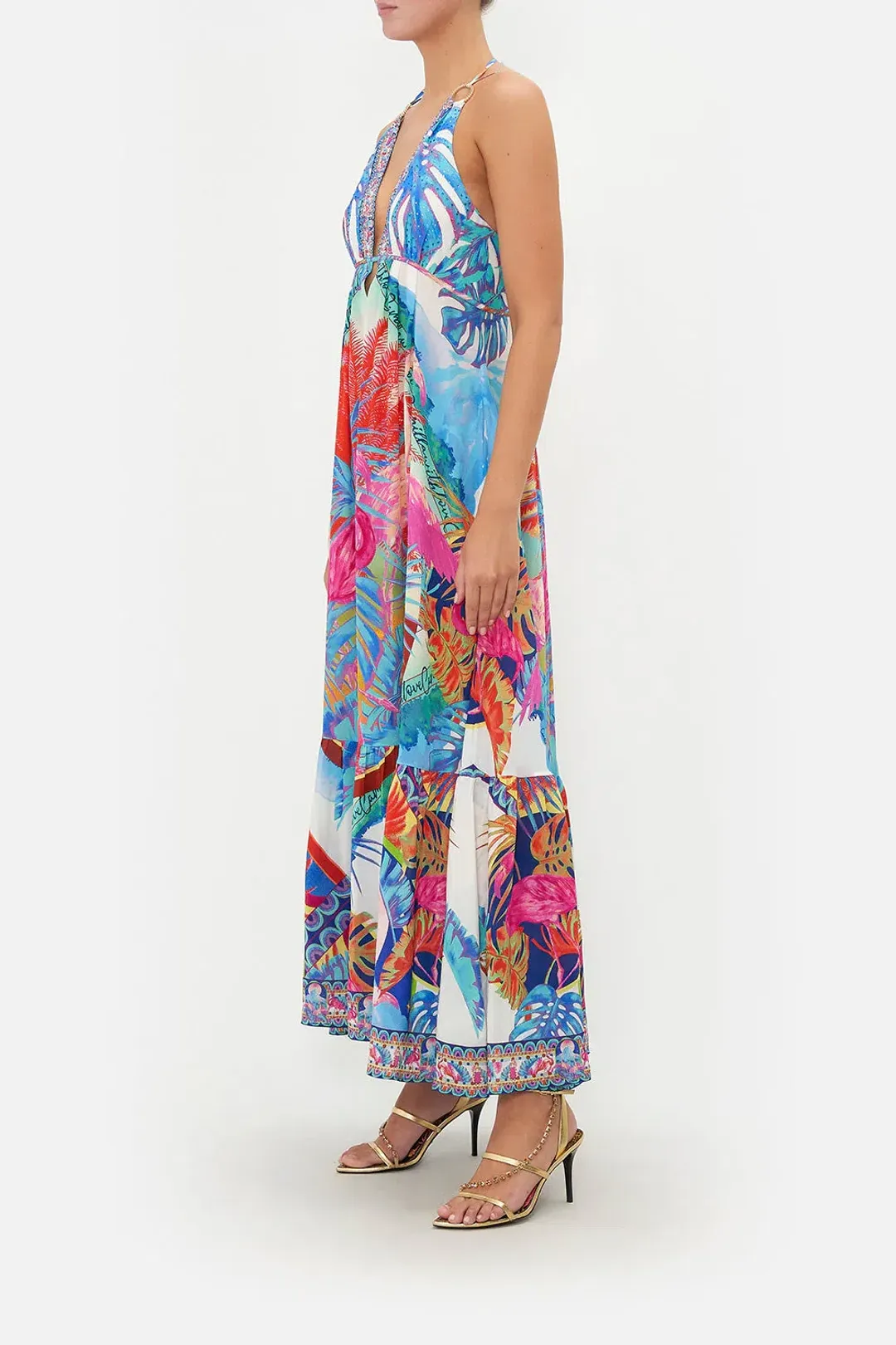 Camilla Flamenco Flamingo Tiered Dress with Hardware Size 14/L for rent on The Volte - main image