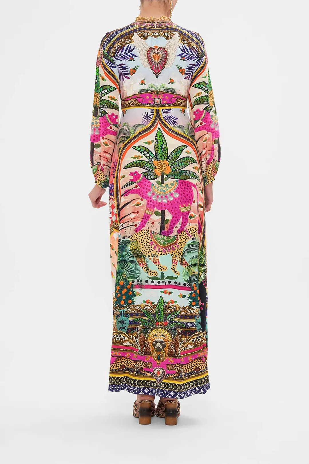 Camilla Alessandros Atlantis Printed Lantern Sleeve Dress Multi Size 14 for rent on The Volte - main image