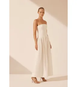 Shona Joy Blanc Linen Strapless Panelled Maxi Dress White Size AU 10 for rent on The Volte - image 2