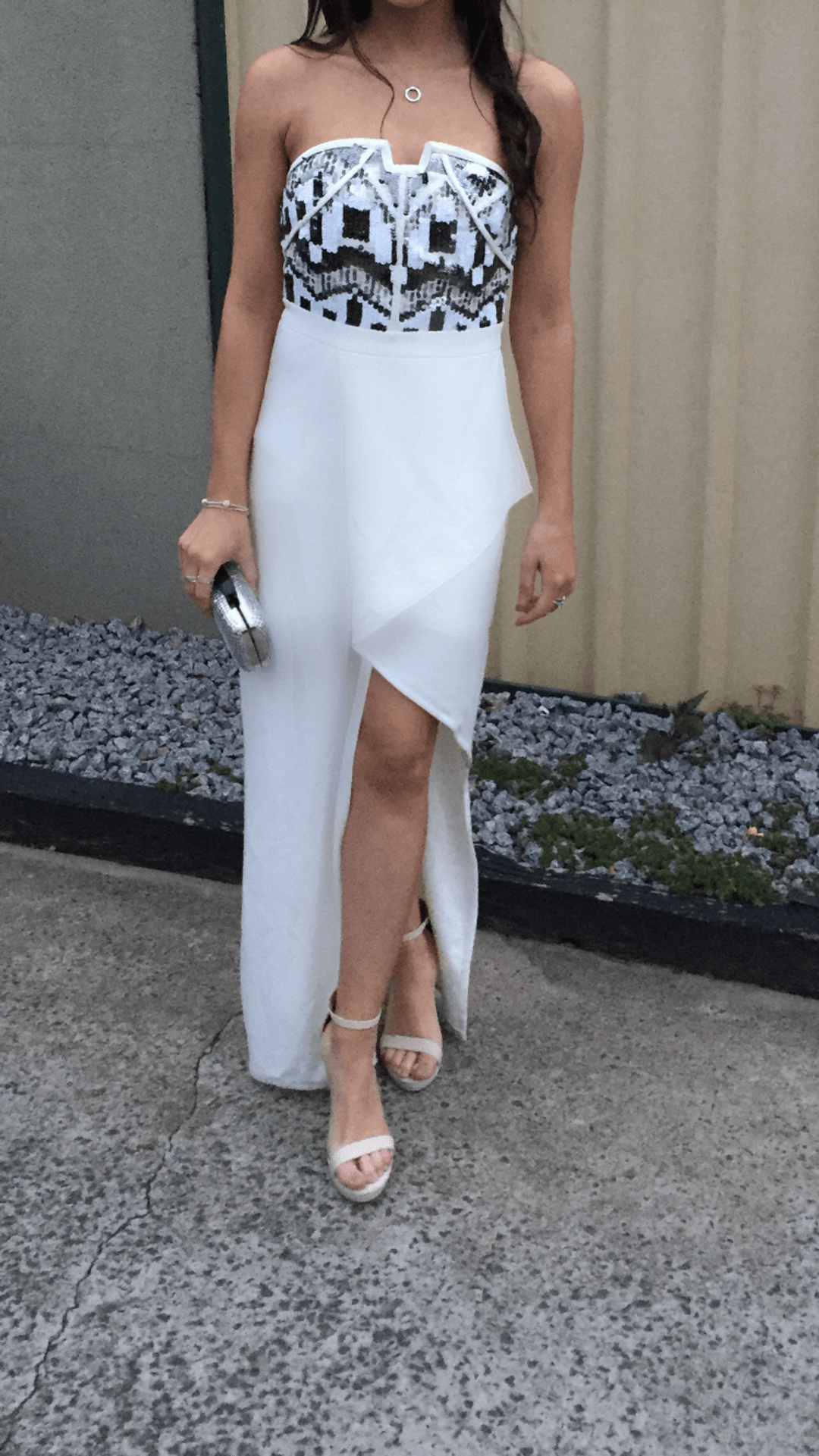 Bariano white formal dress white size 6 for rent on The Volte - main image