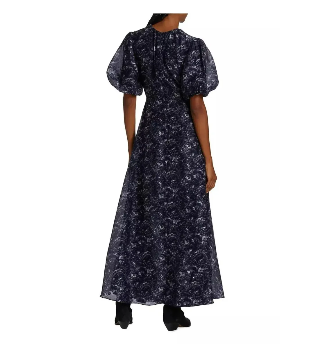 Sir the Label Caprice Puff Sleeve Midi Dress in Navy Size 1 / AU 8 for rent on The Volte - main image