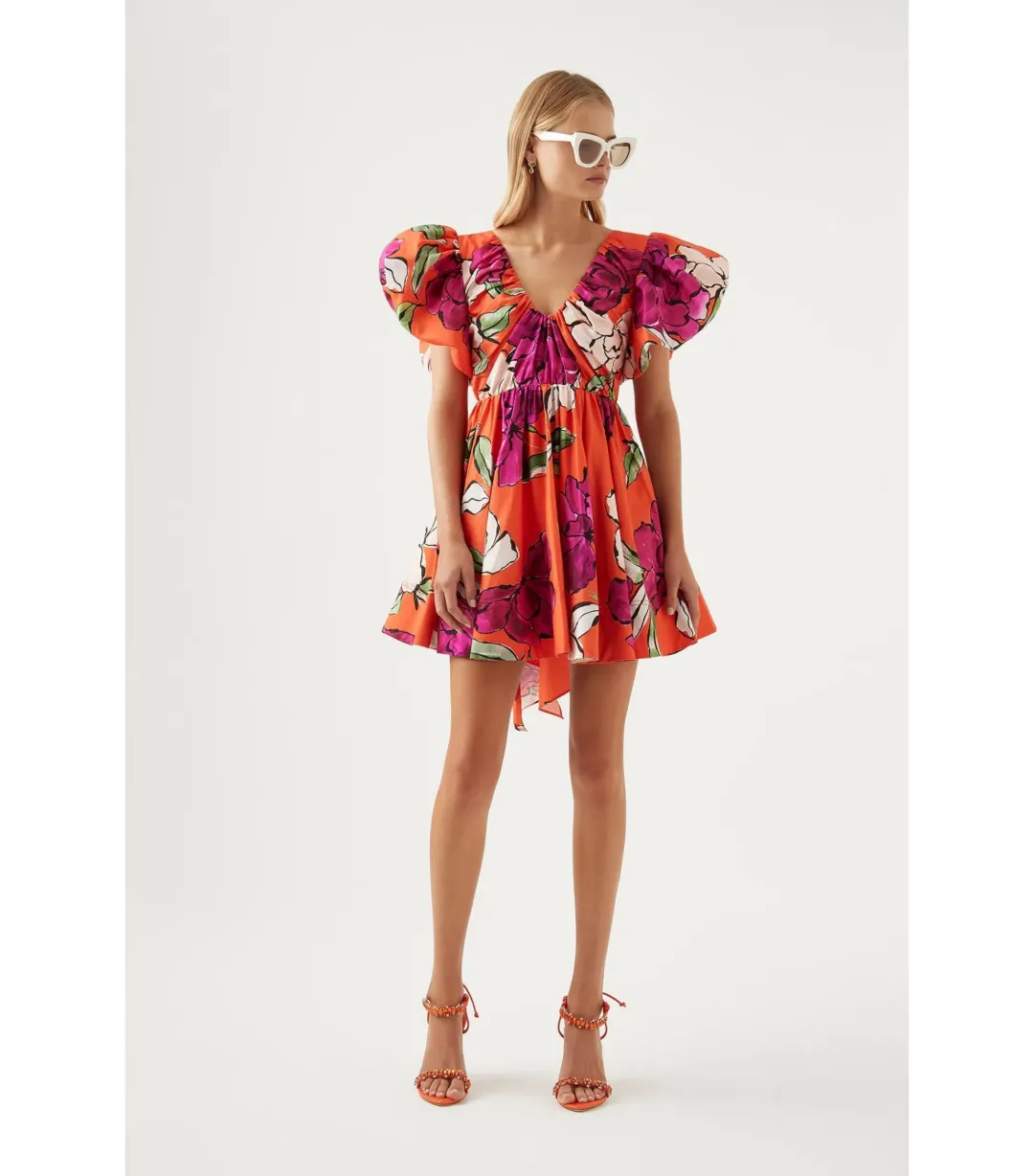 Aje Gretta Bow Back Mini Dress Vivid Camellia Size AU 8 for rent on The Volte - main image