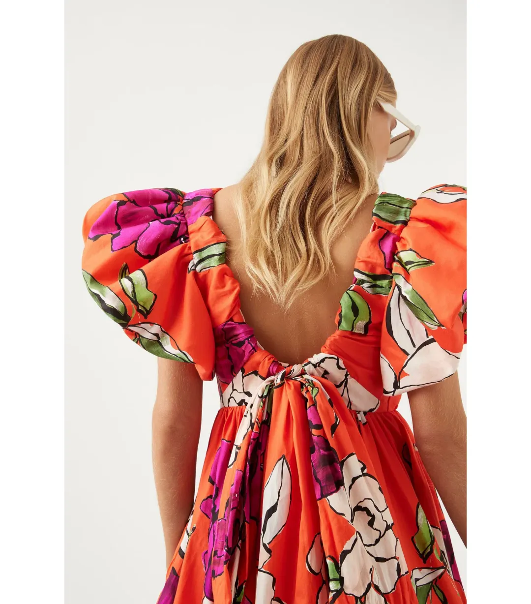 Aje Gretta Bow Back Mini Dress Vivid Camellia Size AU 8 for rent on The Volte - main image