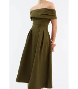 Rebecca Vallance Adalyn Off The Shoulder Midi Dress Green Size AU 12 for rent on The Volte - image 2