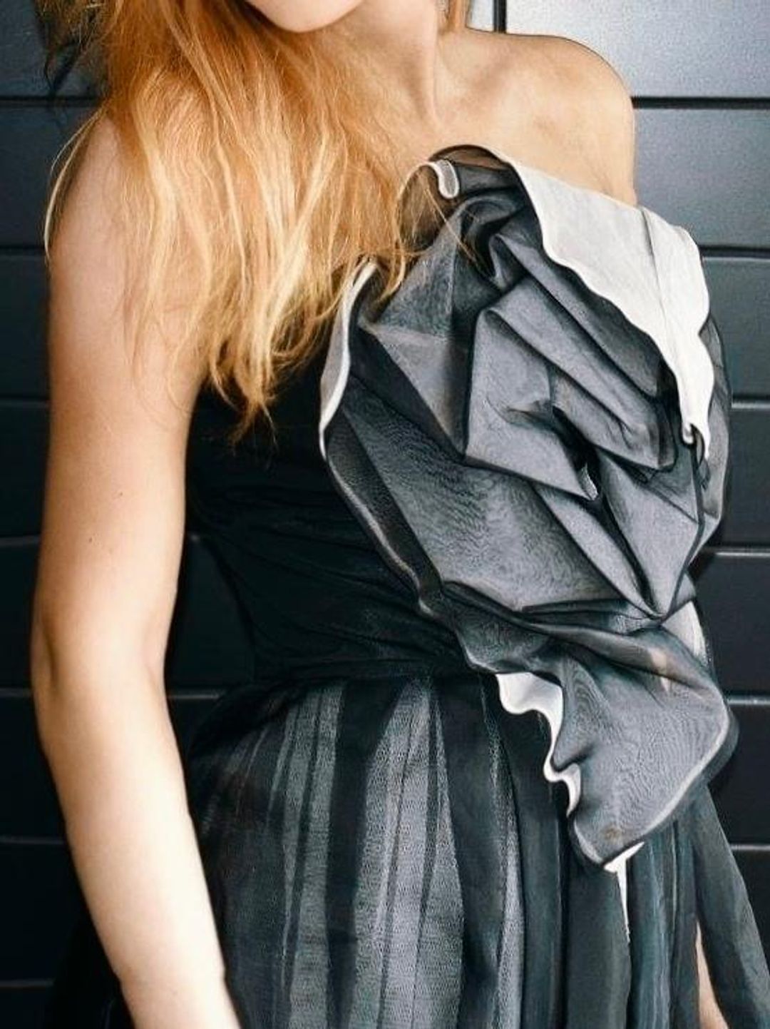 Carla Zampatti Organza Evening Gown Black Size 6 for rent on The Volte - main image