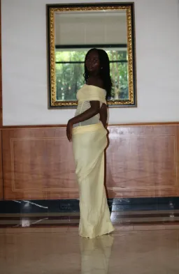 BENNI, Nico Off Shoulder Maxi Dress - Butter size 8 for rent on The Volte - image 5