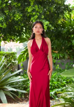 Onarin, Ms. Pleat Maxi Dress - Burgundy Size S for rent on The Volte - image 1