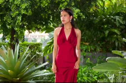 Onarin, Ms. Pleat Maxi Dress - Burgundy Size S for rent on The Volte - image 4