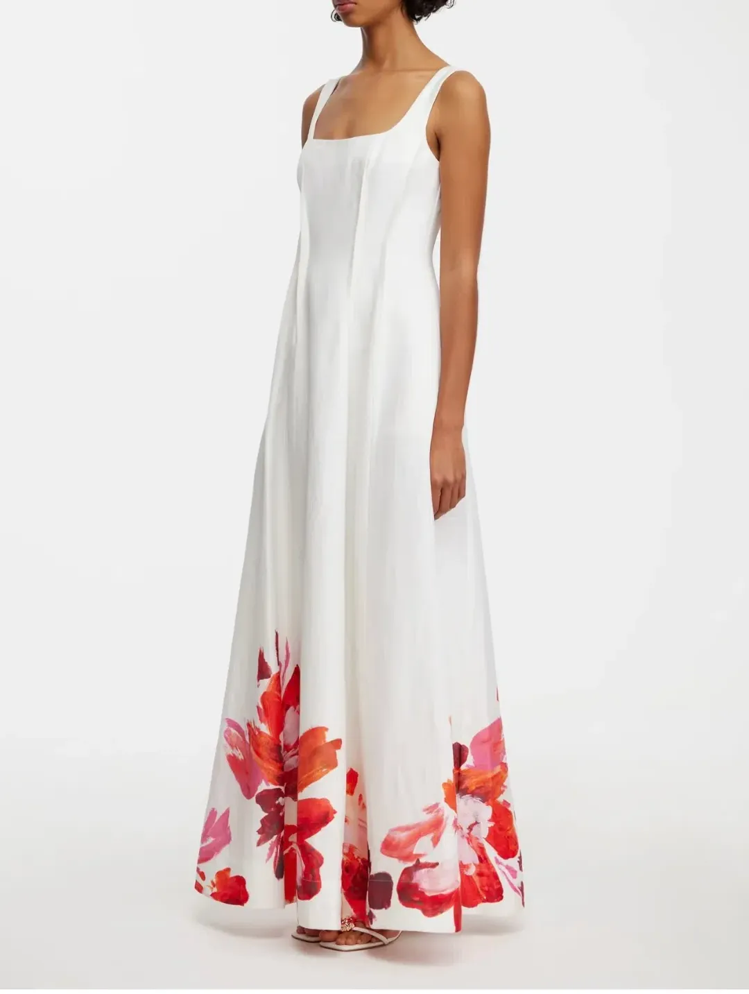 Acler chapelhill floral maxi ivory white dress size 14 pockets a-line  for rent on The Volte - main image