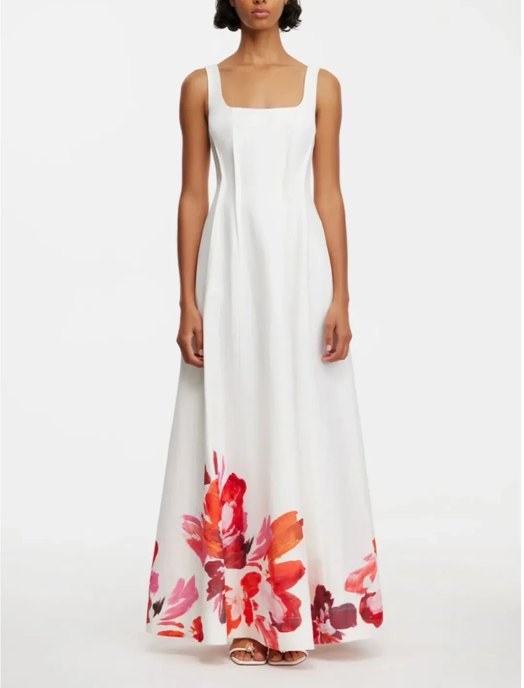 Acler chapelhill floral maxi ivory white dress size 14 pockets a-line  for rent on The Volte - main image