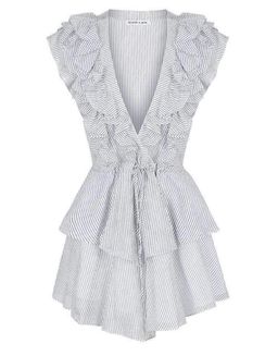 Shona Joy Rye Ruffle Drawstring Mini Dress Blue Size 6 for rent on The Volte - image 5