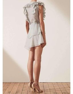 Shona Joy Rye Ruffle Drawstring Mini Dress Blue Size 6 for rent on The Volte - image 3