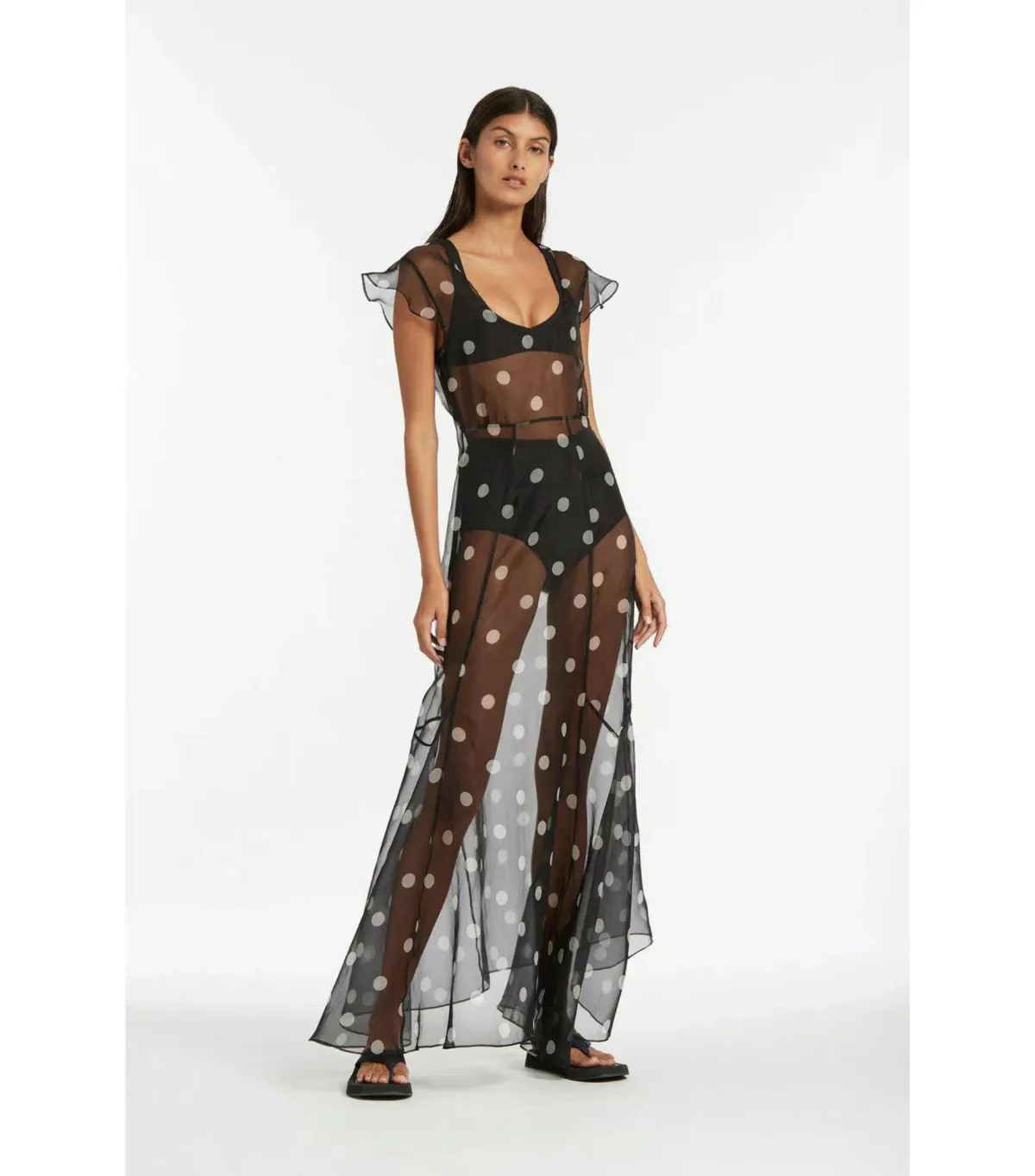 Sir The Label Margot Low Back Gown Black Polka Dot Size 1 / AU 8 for rent on The Volte - main image