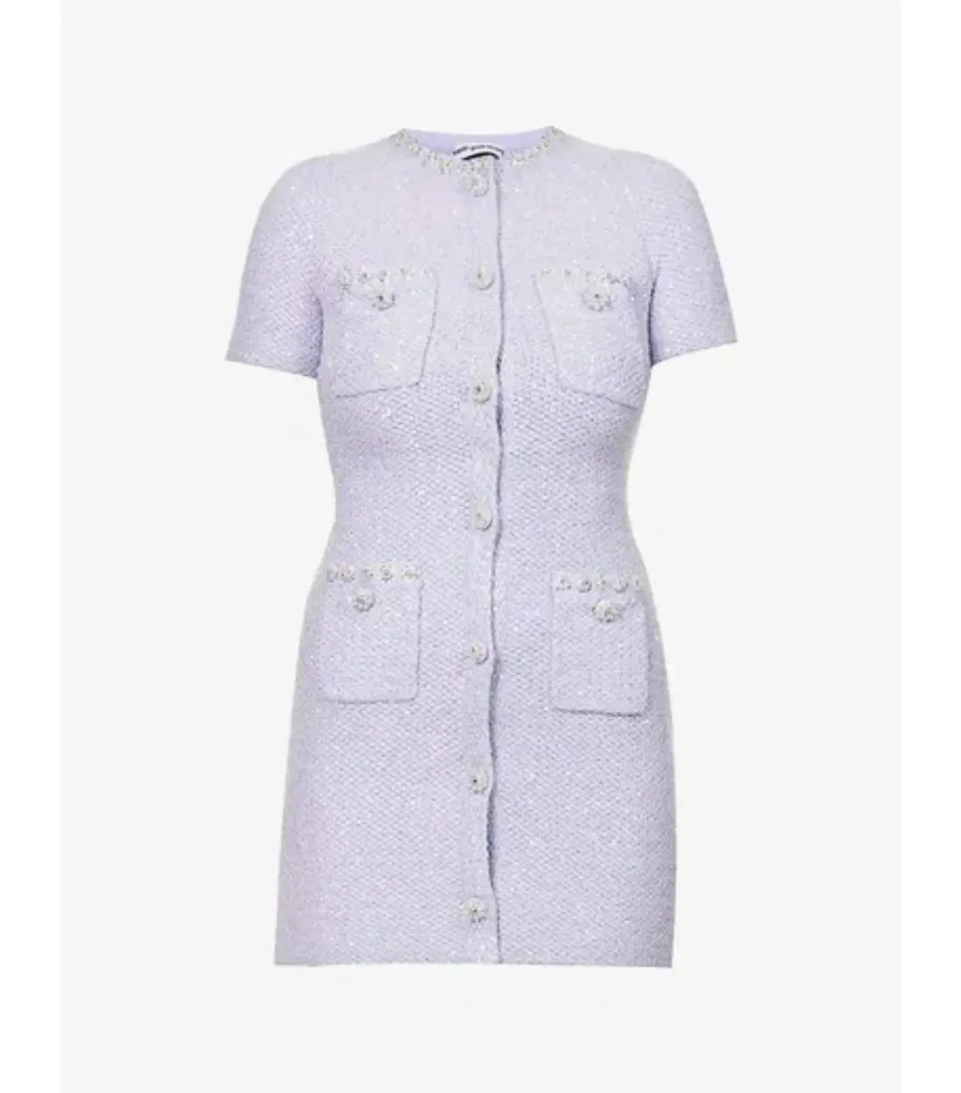 Self Portrait Embellished Tweed Mini Dress Lilac Size AU 8 for rent on The Volte - main image