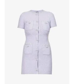 Self Portrait Embellished Tweed Mini Dress Lilac Size AU 8 for rent on The Volte - image 5