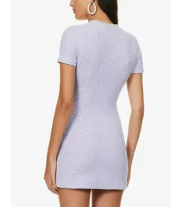 Self Portrait Embellished Tweed Mini Dress Lilac Size AU 8 for rent on The Volte - image 4