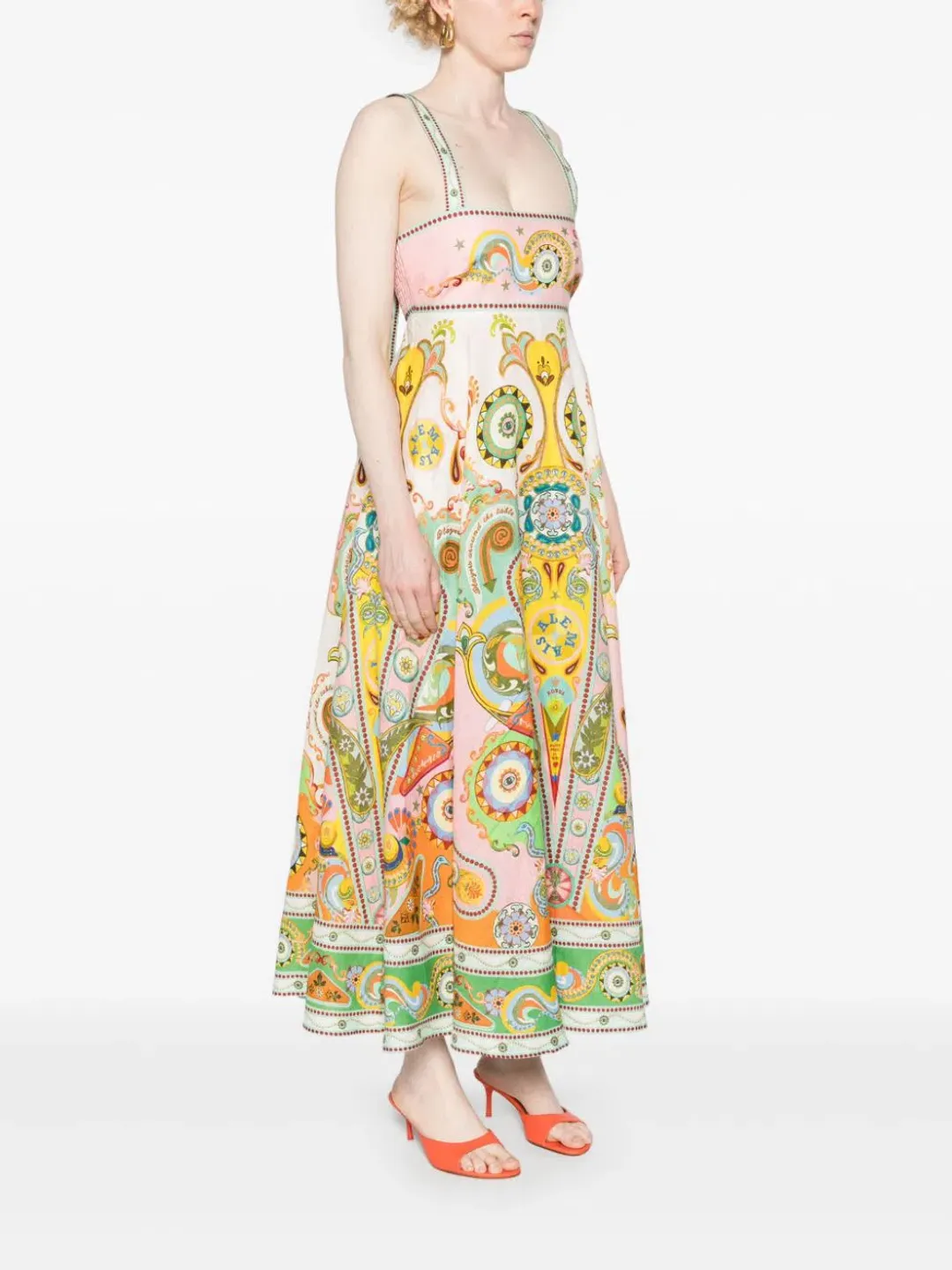 Alemais Pinball Linen Midi Dress Multi Size AU 8  for rent on The Volte - main image