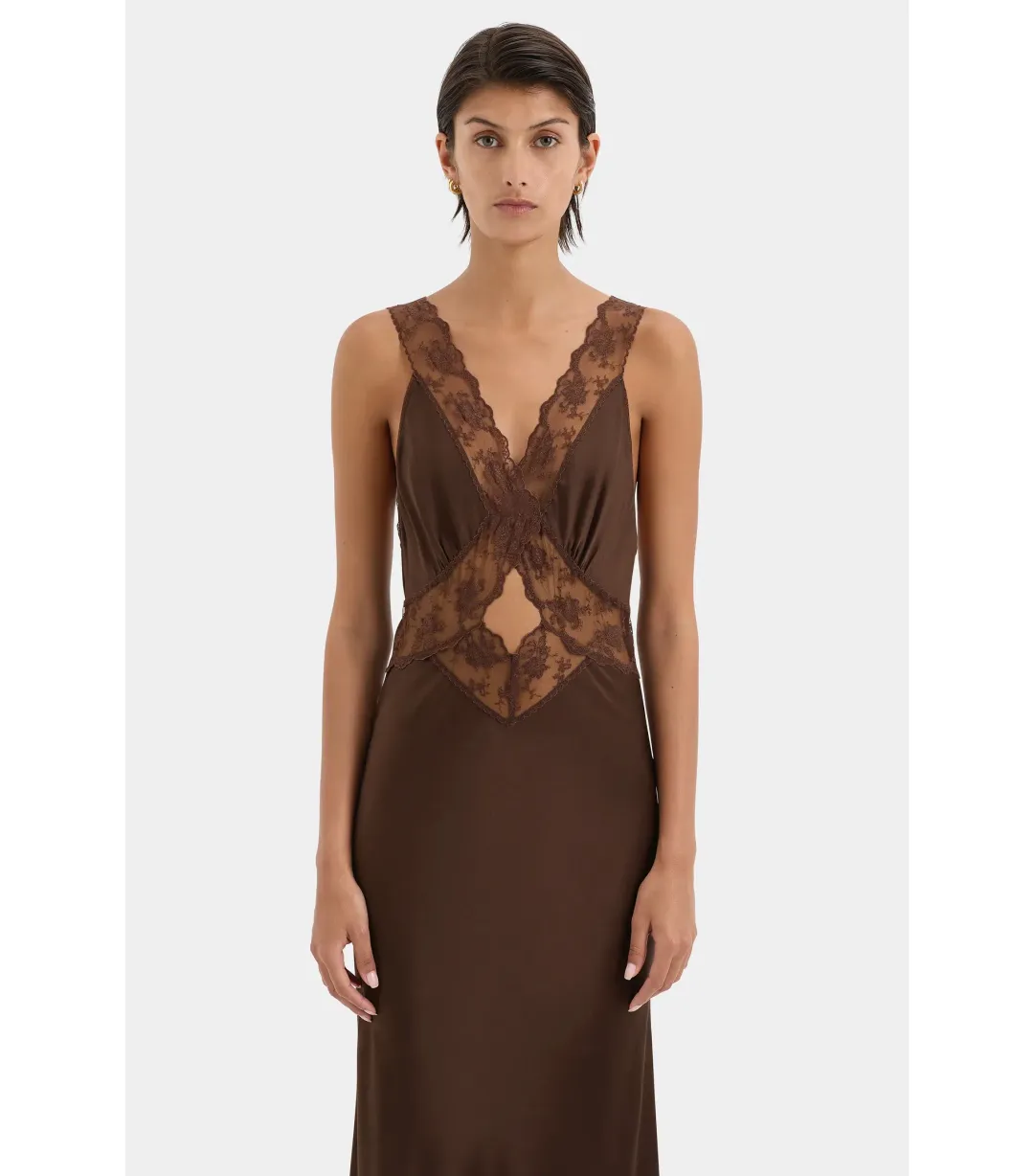 Sir The Label Aries Cut Out Gown in Chocolate Size 1 / AU 8 for rent on The Volte - main image