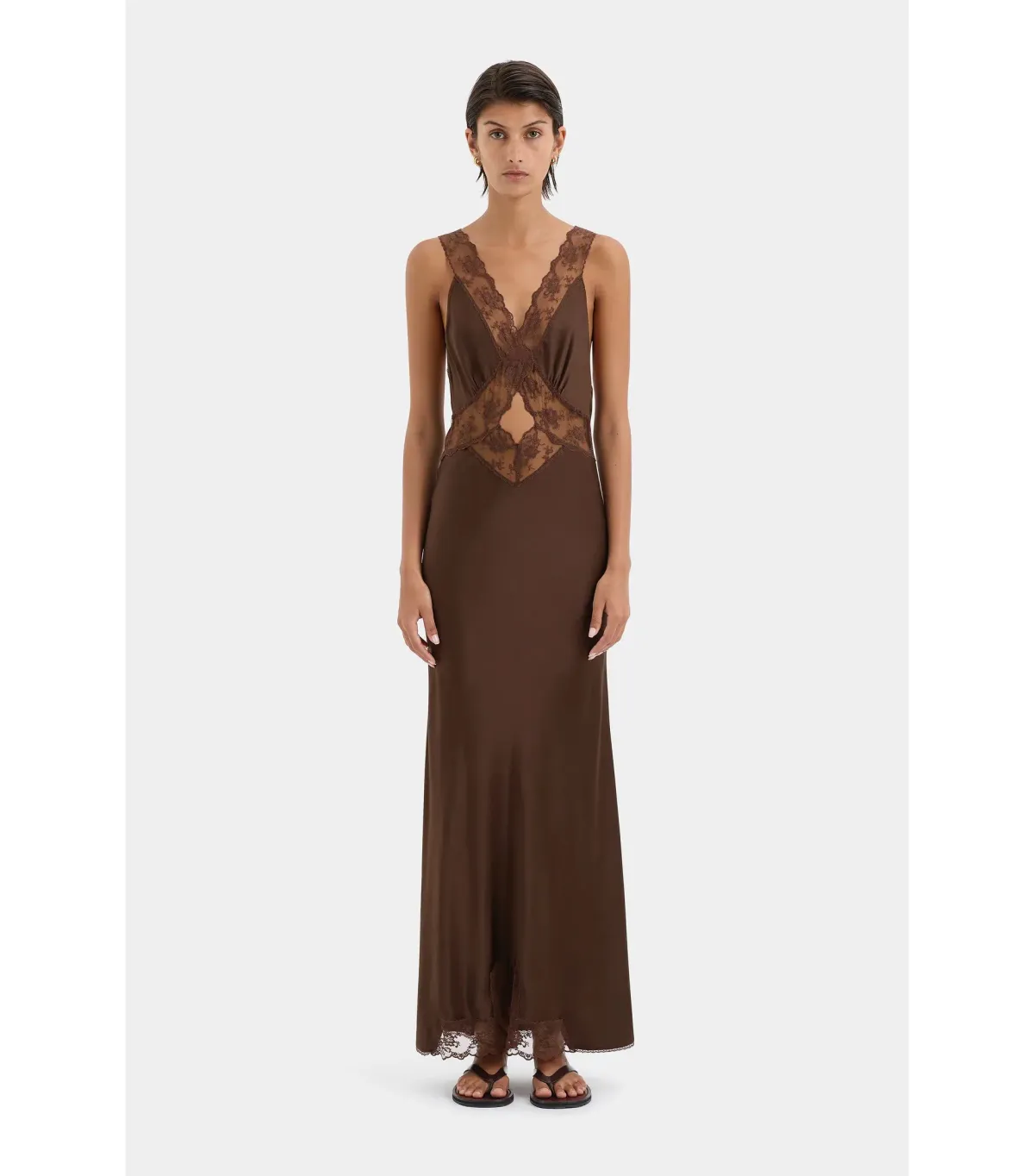 Sir The Label Aries Cut Out Gown in Chocolate Size 1 / AU 8 for rent on The Volte - main image