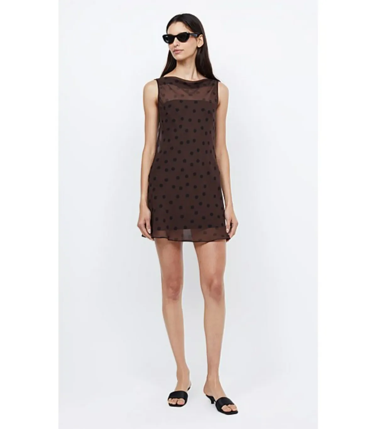 Bec & Bridge Turner Boatneck Mini Dress in Chocolate/Black Size AU 8 for rent on The Volte - main image
