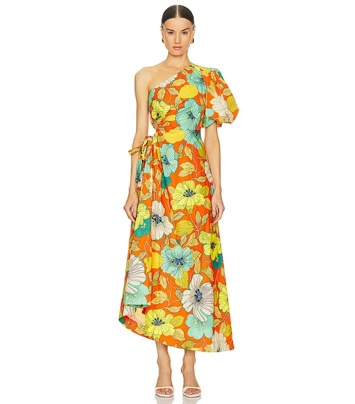 Alemais Piato Midi Dress in Marigold Size AU 8 for rent on The Volte - main image