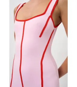 By Johnny Belle Contrast Pipe Knit Dress Pink Red Size AU 10  for rent on The Volte - image 2