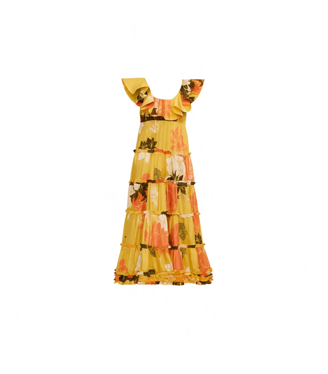 Leo Lin Valentino Ruffle Dress Floral Size AU 10 for rent on The Volte - main image