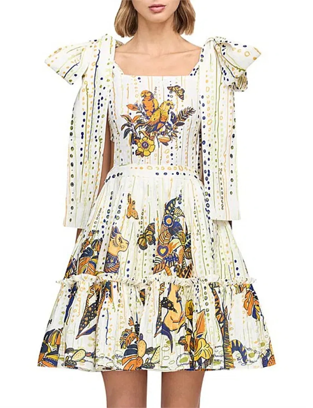 Leo Lin La Vida Bowtie Mini Dress Print Size AU 8  for rent on The Volte - main image