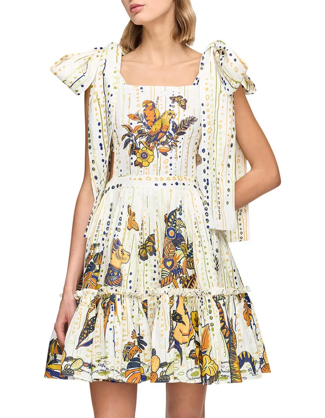 Leo Lin La Vida Bowtie Mini Dress Print Size AU 8  for rent on The Volte - main image