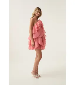 Aje Pandorea Layered Mini Dress Washed Coral Size AU 10 for rent on The Volte - image 3