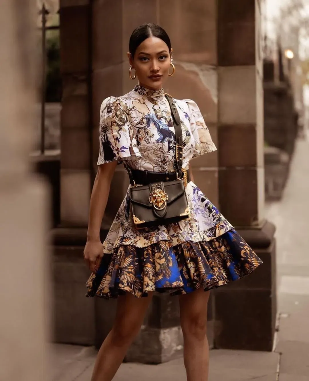 Leo Lin The Lover Cotton Linen Mini Dress Multi Size AU 8 for rent on The Volte - main image